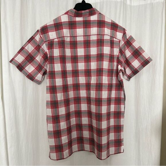 NWT Columbia Red Grey White Checker short Sleeve Shirt Men’s L - Picture 6 of 10